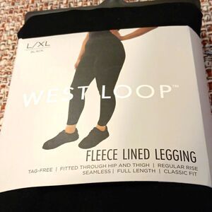 L/XL Women's Fleece Lined Leggings Black By West Loop New With Tags